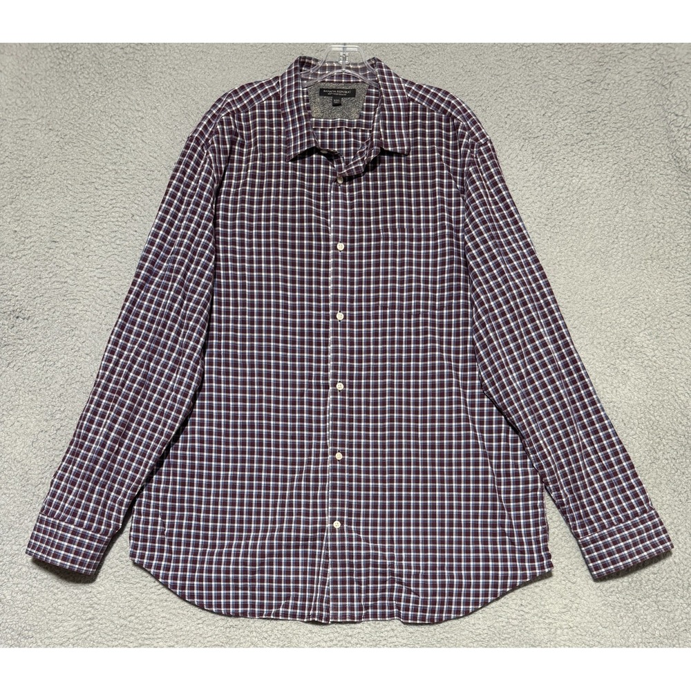 Banana Republic Soft Wash Slim Fit Plaid Button Down long sleeve Shirt Mens 2XL